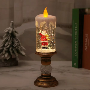 Picture of Santa Claus Candles Crystal Snow Light LED Desktop